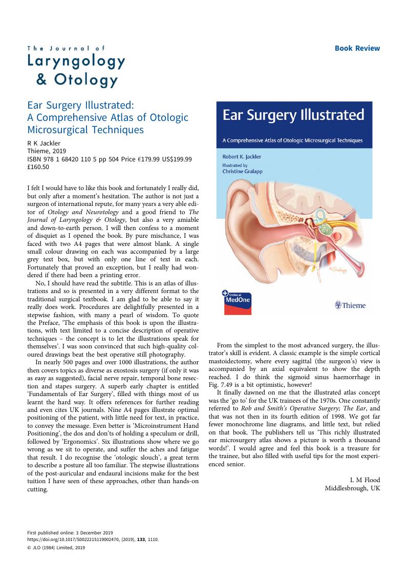 Book Review from The Journal of Laryngology & Otology